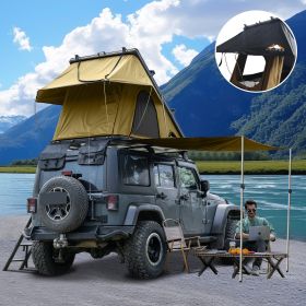 Roll over image to zoom in Adventurer Plus Rooftop Tent Hardshell with Side Awning, Air Conditioner Outlet with Bracket, &Replaceable Rain Flies, Truc (Color: Desert Khaki)