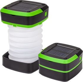 Solar Lantern Camping, Collapsible Solar Camping Light Rechargable,LED Portable USB Solar Lamp IP54 Waterproof Lights for Backpacking Gear,Emergency C (Color: Green)