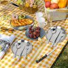 two set of 10 portable stainless steel tableware, suitable for hotels/restaurants/gatherings, hiking, and camping adventures. There are plates, forks,