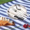 two set of 10 portable stainless steel tableware, suitable for hotels/restaurants/gatherings, hiking, and camping adventures. There are plates, forks,